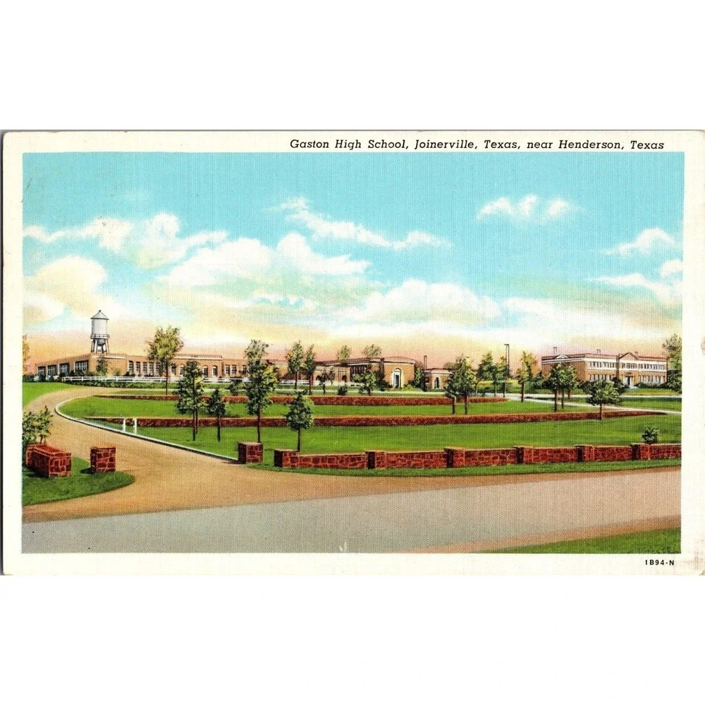 Vintage Postcard Gaston High School Joinerville Texas Henderson 1942 Postmark‎
